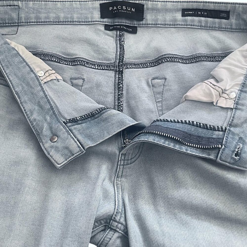 PACSUN Men's Light Indigo Wash Cotton Stretch Stacked Skinny Jeans 32x32 - Picture 6 of 6